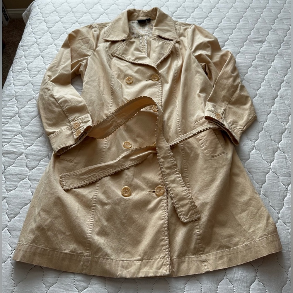 Sonoma Life + Style Women’s Coat, Cream Color Button Front Belt - Sz XL